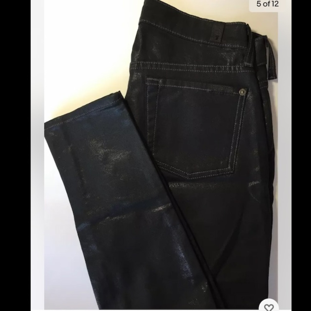 Seven For All Mankind Women Skinny Jeans Metallic Black 25”